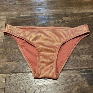 NWOT Xhilaration Bronze Metallic Ribbed Cheeky Bikini Bottoms Size Small